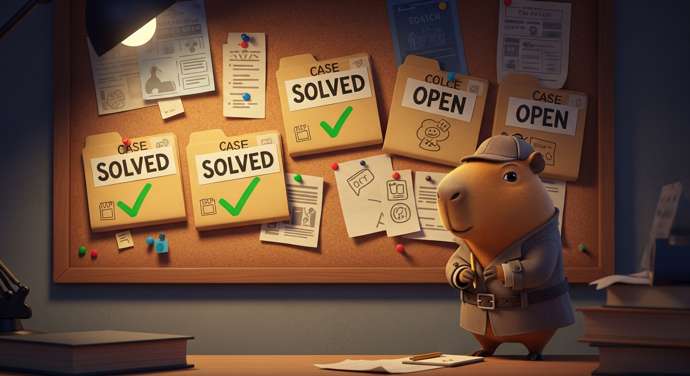 Halfway — three cases solved