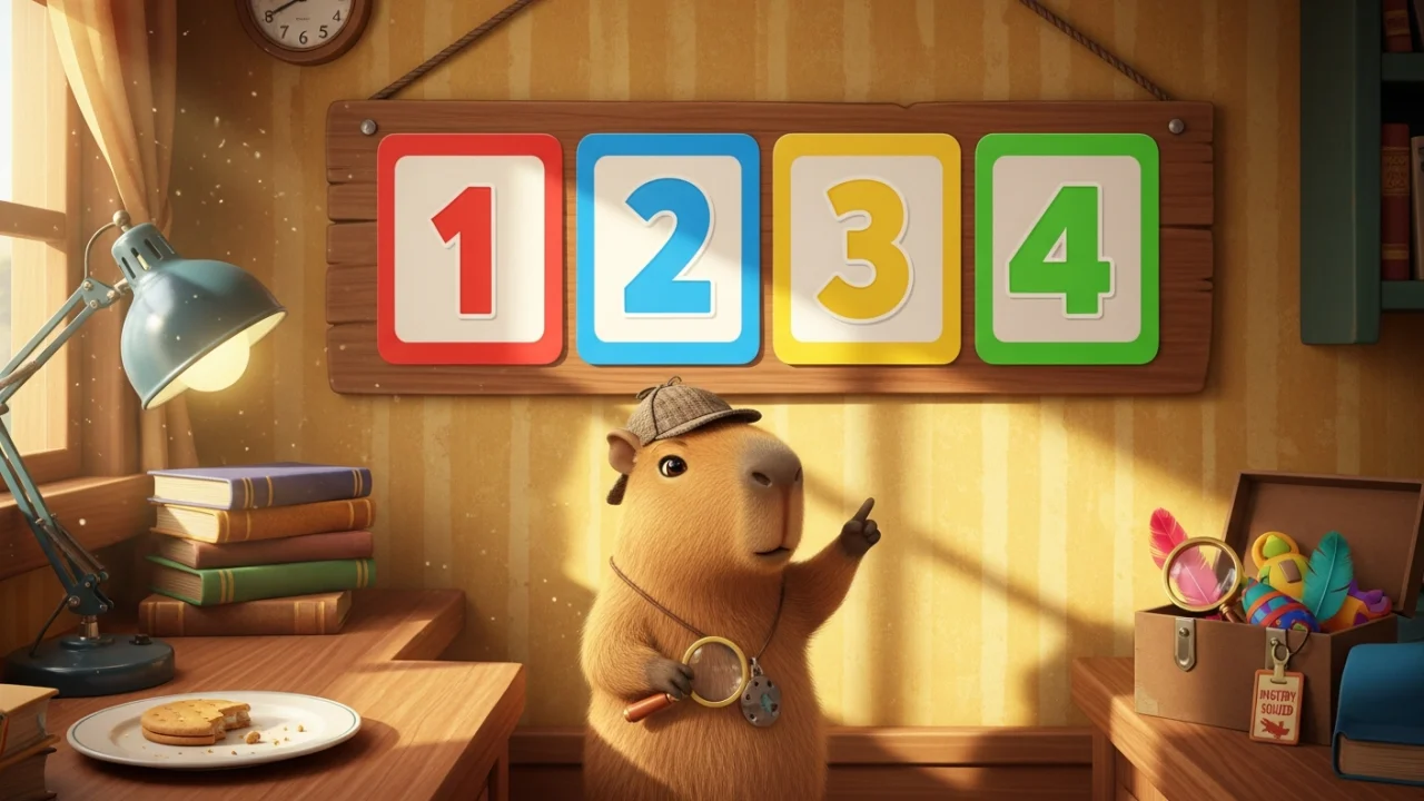 Curibara pointing at answer cards