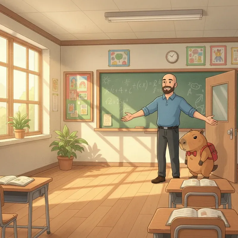 Curibara's First Day — watercolor classroom